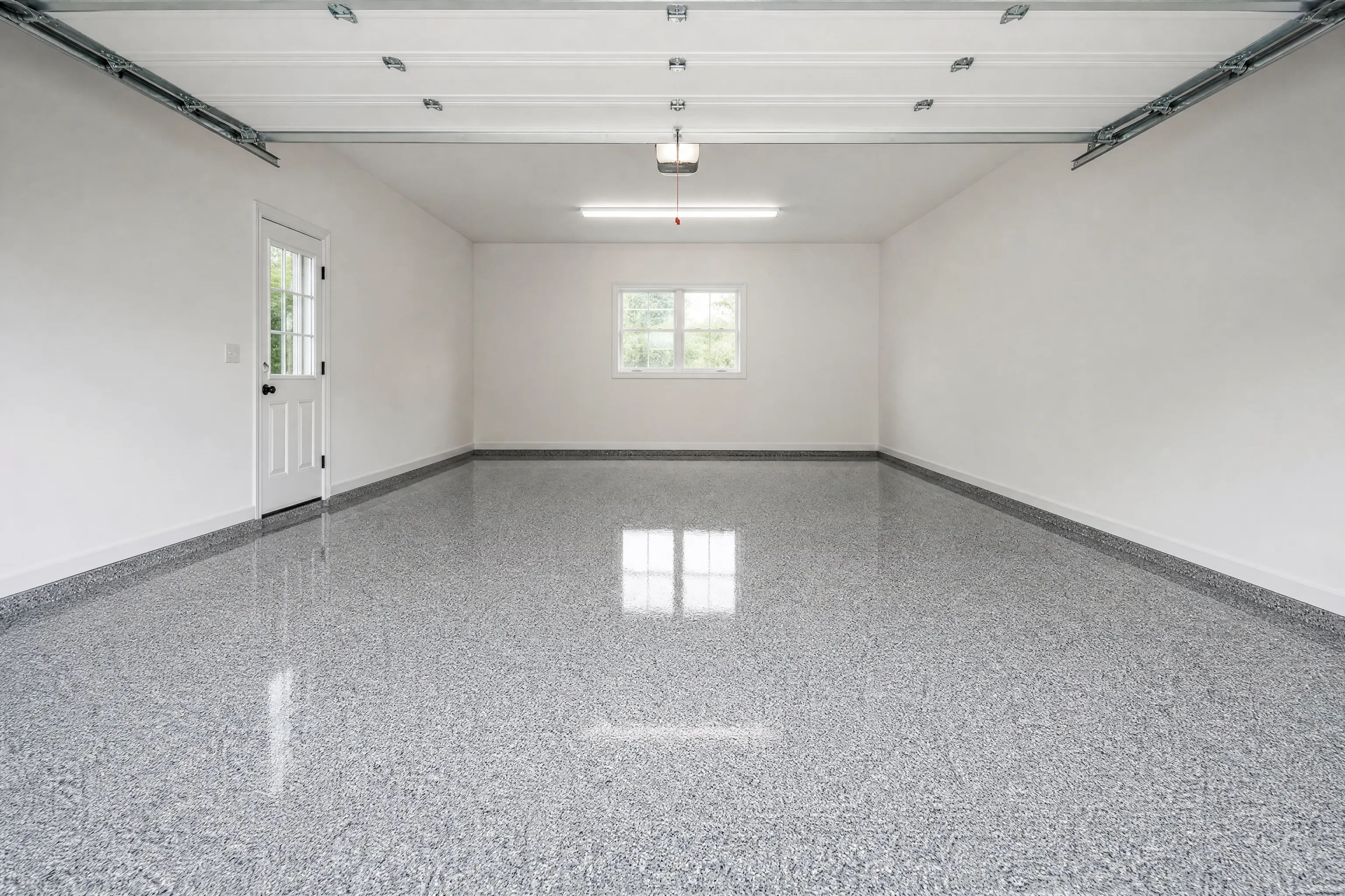 Finished flake epoxy garage floor in Bergen County, NJ