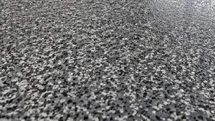 Epoxy + flake + poly, close up of the finished surface